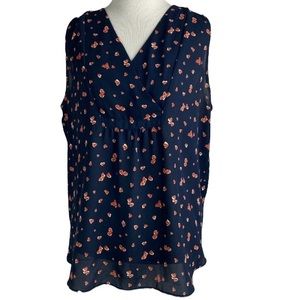 Loft outlet navy heart print sleeveless blouse size Medium